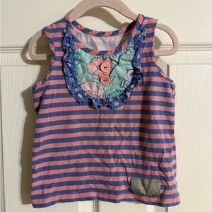 Eleanor Rose | Pink and Blue Striped Floral Tank Top | Girls size 4/5
